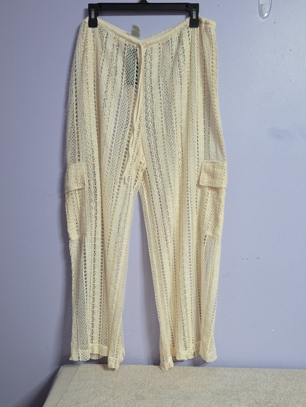 wild fable Cream Crochet Wide-Leg Swim Cover Up